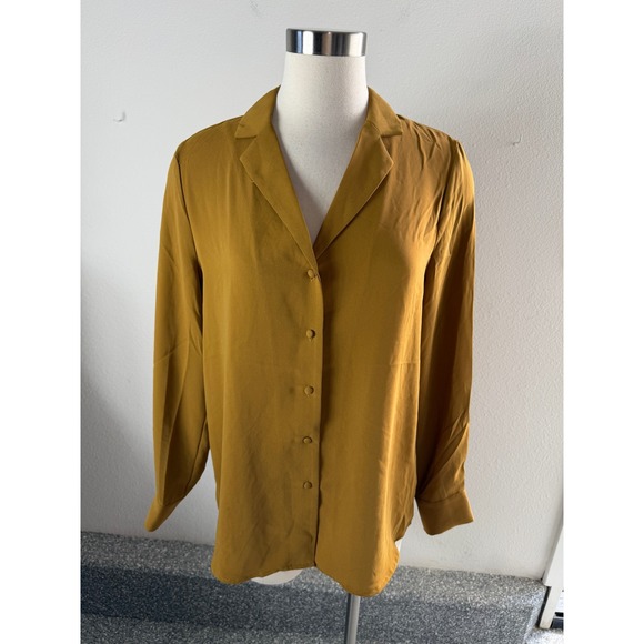 Elie Tahari Tops - NEW Elie Tahari Womens Medium Burnt Ochre Long Sleeve Button Down Blouse Top